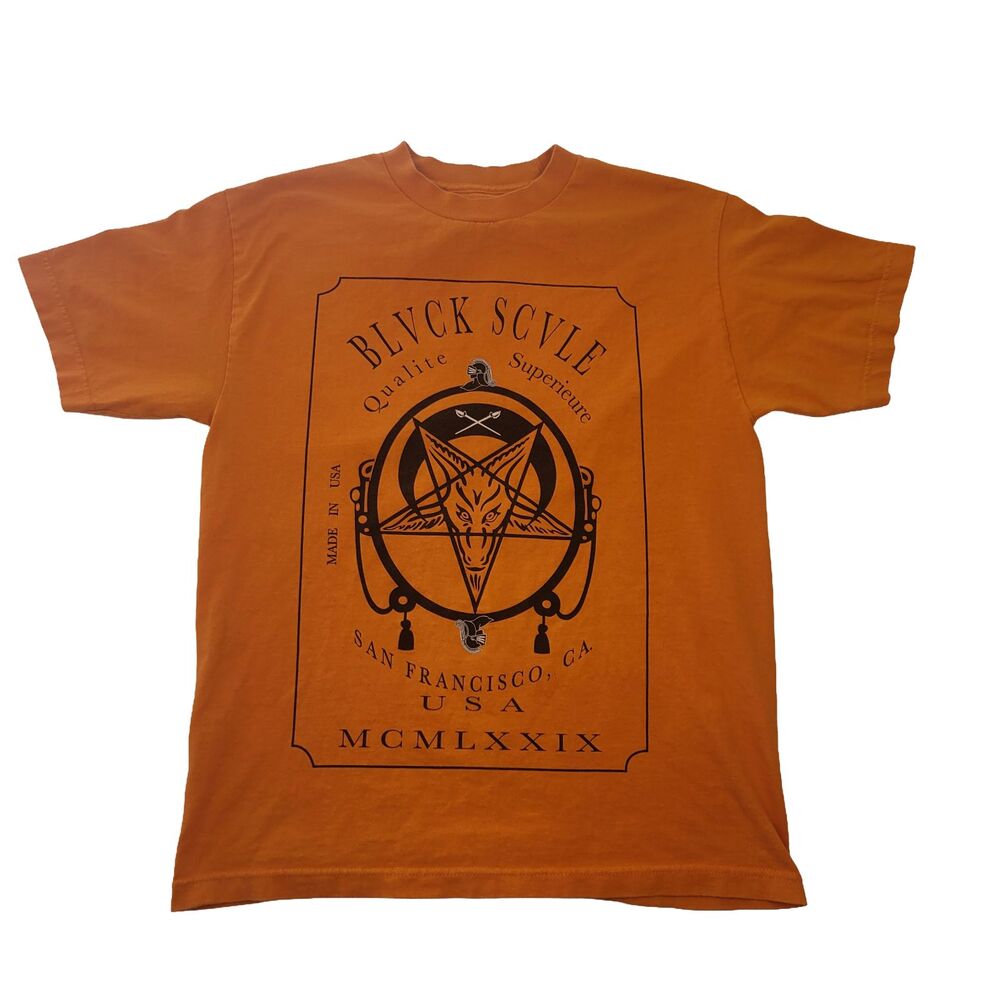 Blvck Scvle T Shirt Medium Orange Made In USA Graphic Streetwear Tee